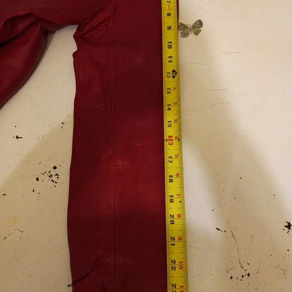 CHIC'S  Design Jacket Red Leather  Blazer Button Down  Size 12/44 chest - Picture 11 of 12
